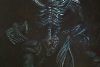 digital illustration of alien and xenomorphs