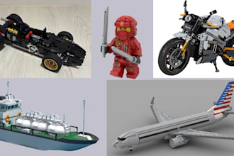 design 3d lego moc, lego  technic car bike aircraft and house with xml partlists