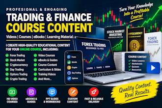 forex, crypto and stock trading course content, ebooks, videos learning content