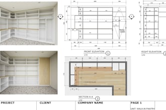 create cabinet, millwork and joinery shop drawings with detailed cutlists