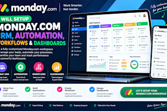 setup monday com CRM, monday automation, monday workflows and monday dashboards