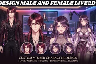 design and rig 2d male vtuber model live2d vtuber model vtuber rig vrchat avatar