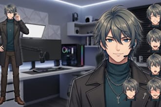 design and rig 2d male vtuber model live2d vtuber model vtuber rig vrchat avatar