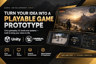 develop a playable game prototype with core gameplay, UI, levels and system