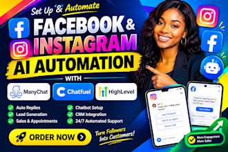 build facebook and instagram ai automation with manychat, chatfuel, gohighlevel