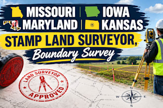 missouri  iowa maryland kansas stamp land surveyor, boundary survey