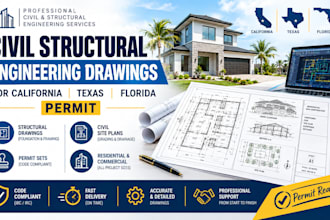 civil structural engineering drawings for california texas florida permit