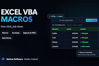 create excel vba macros, automation and custom formulas