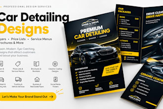 design car detailing flyer price list, service menu, ceramic coating brochure