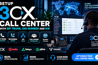 setup 3cx call center with sip trunk, did number and ivr
