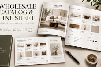 design a professional wholesale catalog line sheet and product catalogue