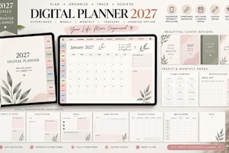 design hyperlink digital planner 2027 undated weekly monthly tracker goodnotes