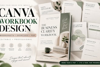 design a canva workbook, workbook pdf or interactive workbook