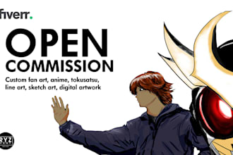 draw custom fan art illustration anime tokusatsu character concepts