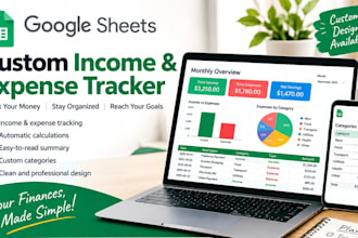 build custom google sheets, business finance tracker, income and expense tracker