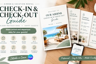 design an airbnb check in and checkout guide in canva
