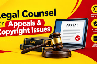 provide legal counsel for amazon appeal and copyright violations