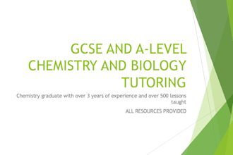 tutoring for chemistry or biology, gcse, alevel