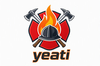 design a unique firefighter yeti mascot logo for your brand