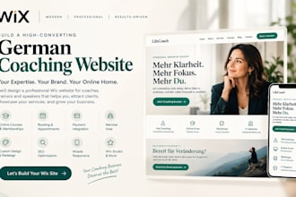 build german coaching website, online course, booking, payment, member area, SEO