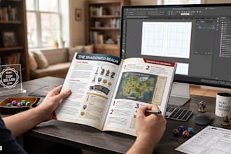 board game rulebook design, ttrpg layout, and instruction manual