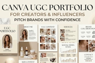 design a canva ugc portfolio for content creators, influencers and brand deals
