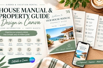 design an airbnb house manual and property guide in canva