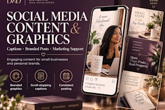 create social media content, graphics, captions, and marketing support