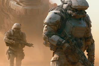 create realistic military, war, or sci fi illustrations