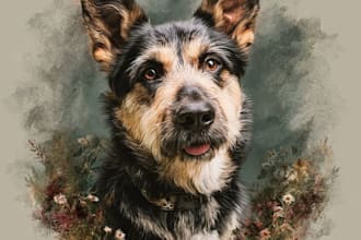turn your pet photo into a beautiful memorial portrait