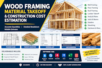 wood framing, material takeoff, and construction cost estimation