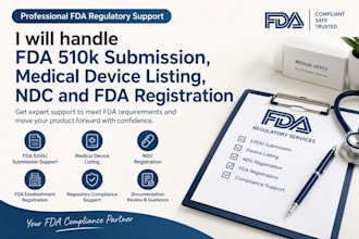 handle fda 510k submission, medical device listing, ndc and fda registration