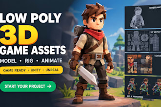 create low poly 3d modeling for game asset animation