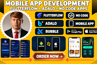develop, fix flutterflow mobile app , fix no code app, build flutterflow adalo
