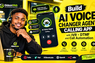 build ai voice changer agent calling app with IVR dtmf and call automation