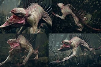 create custom sculpt 3d creature model, monster fantasy anima character zbrush