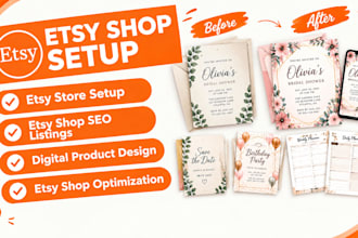 do etsy store, etsy shop setup, etsy shop seo listings, etsy digital product