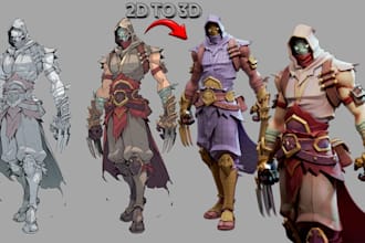 convert 2d to 3d character model 2d sketch to 3d 3d printable model, step file