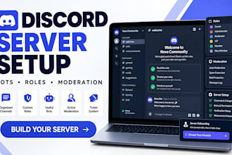 discord server setup with roles, bots, channels, permissions and full automation
