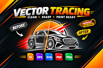 vector tracing, recreate, redraw, convert logo or ai image