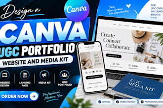 design canva ugc portfolio website, canva landing page and ugc media kit