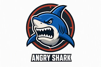 design an angry shark mascot logo for your brand