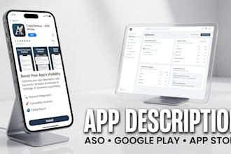 write app description aso google play app store ios android game keyword writing