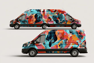 do custom clean and professional car wrap, vehicle wrap design