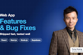 build web app features and fix bugs in react nextjs nodejs or supabase