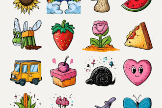 draw doodle art and graphic icons and illustrations