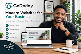 create or redesign a modern godaddy business site, landing page or online store