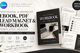 design german illustration canva ebook, pdf lead magnet, workbook for education