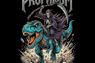 create a retro grim reaper horror t shirt logo with custom art