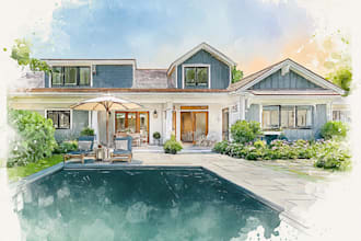draw a custom portrait of your home from a photo